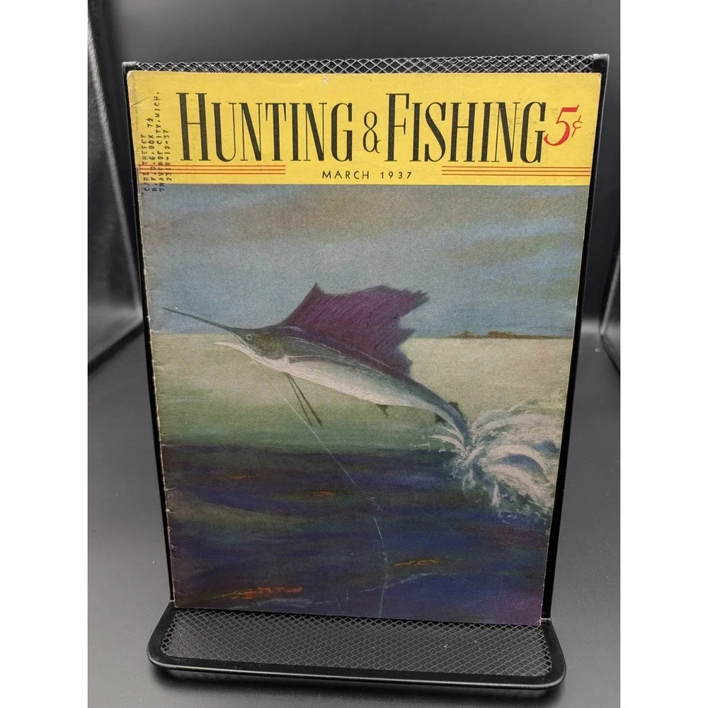 Vintage Hunting‎ & Fishing Magazine March 1937 Angler Outdoorsman Sailfish Cover